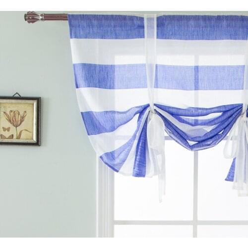 Polyester Fabric Rod Style Curtains for Living Room Bedroom Kitchen Window Home Decor Blue and White Lattice Drapes