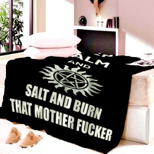 Keep Calm Supernatural Blanket Mat Bedspread Movie Fans Soft Fleece Blanket Air/Sofa/Bedding Boys Adult Cover