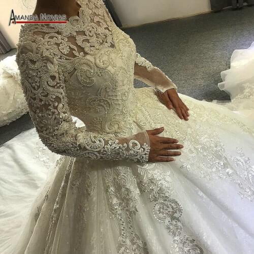 Wedding Dress 2022 Muslim Wedding Dress With Full Lace Sleeves Amanda Novias Real Work