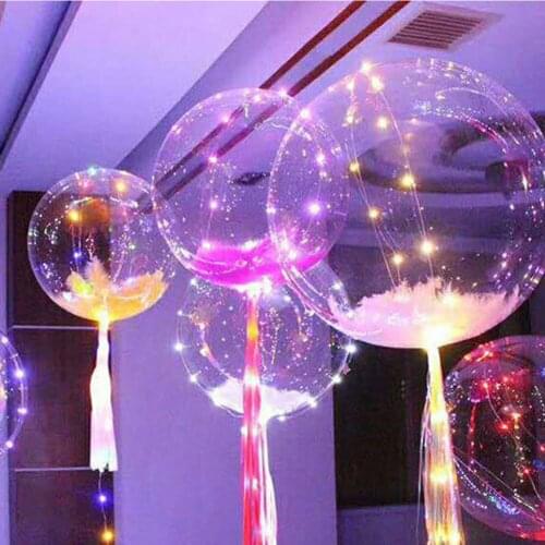 1/5/10/20 Pcs LED Transparent Bobo Light Balloon Wedding Birthday Christmas New Year Party Decor Supplies AN88