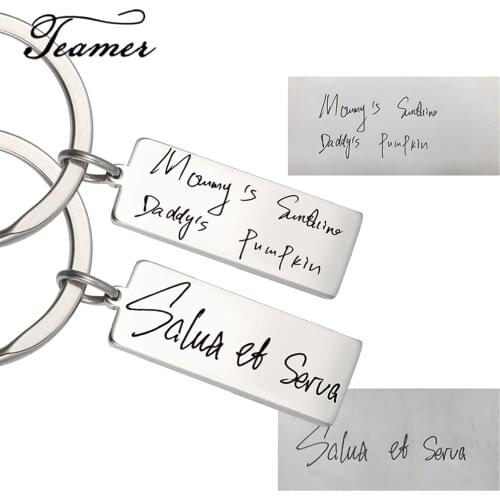 Teamer Handwriting Custom Keychain Personlized Jewelry Customized Keyring for Car Bag Exclusive Gifts