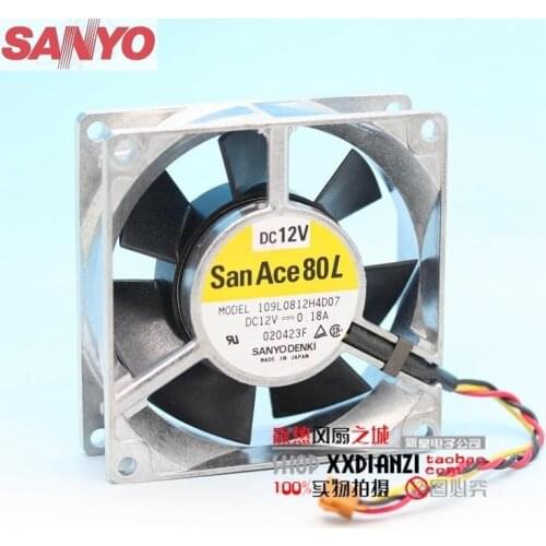 Original For Sanyo 109L0812H4D07 12V 0.18A 8025 aluminum frame ball bearing fan