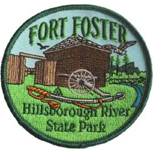 FORT FOSTER Embroidery Patch Made by Twill with Merrow Border and PVC Backing Custom as Client Design MOQ50pcs Free Shipping