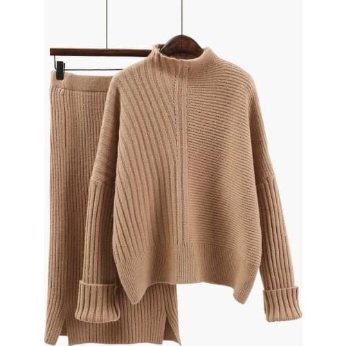 High Quality Two Piece Fashion Loose And Thick Womens Winter New High Waist Knitted Pullover