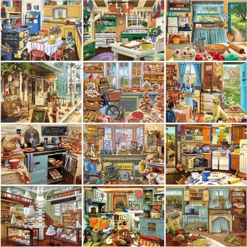 Busy Market Landscape Diamond Painting Cartoon Diamond Embroidery Crystal Scenic Wall Decoration Diamond Mosaic Home Decoration