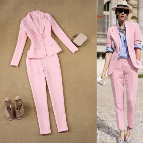 Womens suit new jacket and nine pants work pants suit 2 sets of office ladies suit womens elegant two-piece