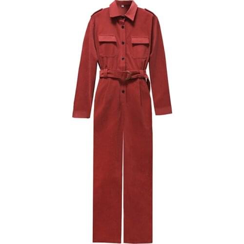 Jumpsuits For Women 2020 New Fashion Autumn Winter Elegant Casual Corduroy Overalls Long Sleeve Jumpsuit Romper Trousers Lady