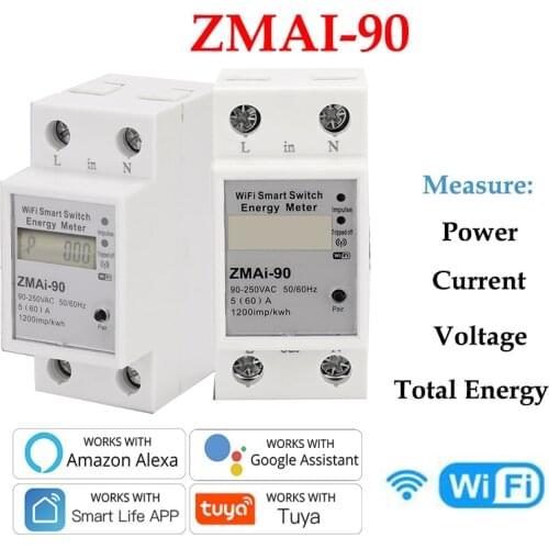 4 pieces tuya smart energy meter voltmeter wifi zmai-90 wattmeter measure power consumption kwh meter work with alexa smart life
