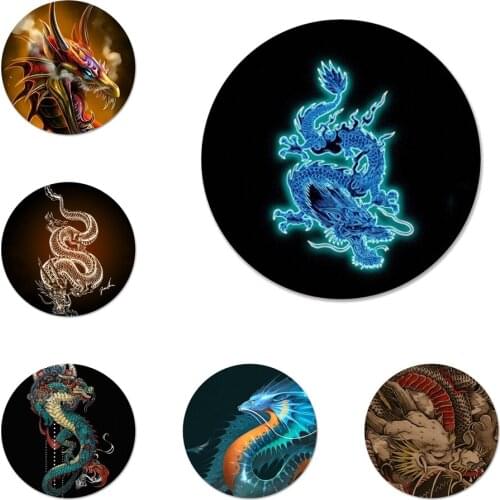 58mm chinese dragon art Icons Pins Badge Decoration Brooches Metal Badges For Clothes Backpack Decoration
