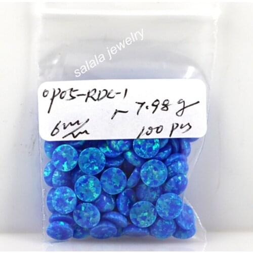 100pcs/lot Free Shipping 6MM Round Flatback Opal, Synthetic Dark Blue Round Cabochon Opal Stone for Body Piercing Jewelry