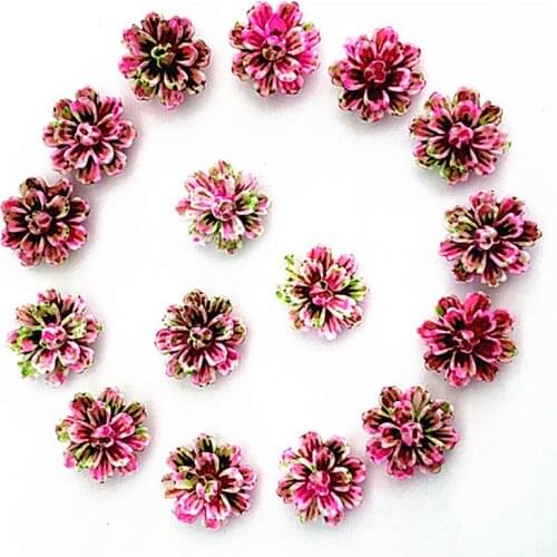 100 pcs. Pink& Green DlY resin rose flower flatback appliques for phone / wedding / craft