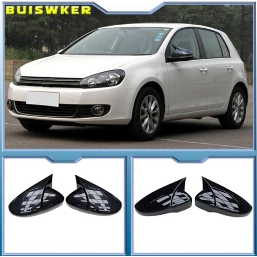 2PCS Side Car Mirror Covers Caps for VW Golf 6 GTI 6 Golf 6 R MK6 R20 Touran Pair Wing RearView Mirror Case Cover Trim Cap Black
