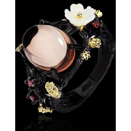 2021 New Elegant Plum Ring Transparent Moonstone Women Ring Luxury Ladies 925 Silver Jewelry Ring Engagement Ring Women Jewelry