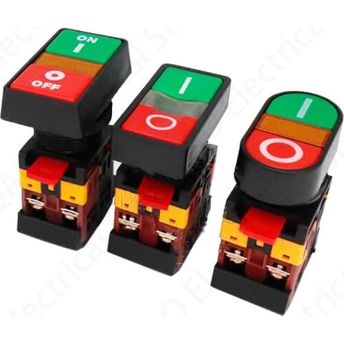 22mm/25mm/30mm ON/OFF START STOP NO/NC APBB-22N/AS-22N/PPBB-30N Momentary Double Head Push Button Switch with Light 12V 24V 220V