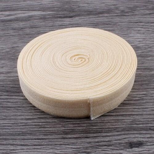 50Y OEM 5/8 Shiny Solid Highly-flexible Nylon Folded Over Elastic Ribbon Stretch FOE for Hair Tie/Hair Bows/Elastic Headbands