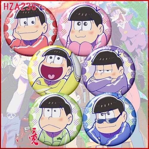 6pcs/set 58MM Badge Osomatsu San Matsuno Osomatsu Karamatsu Choromatsu Ichimatsu Brooch Backpack Pins Badges Spilla Icons