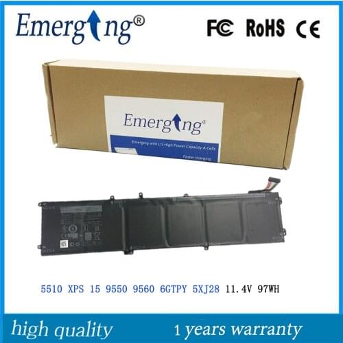11.4V 97WH New Original Laptop Battery 6GTPY for Dell 5510 XPS 15 9550 9560 5XJ28 Precision 5510 5520 M5510 M5520 Series