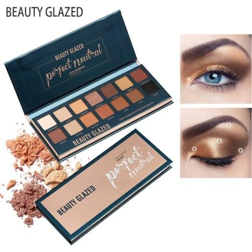 Beauty Glazed 14 Color Glitter Matte Eyeshadow Palette Makeup Glitter Pigment Smoky Eyeshadow Palette Waterproof TSLM2