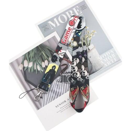 24pcs/lot MD384 DMLSKY Cartoon Punk Keychain Phone Lanyard Fashion Strap Neck Lanyards ID Card Holder Keys Kids Gift