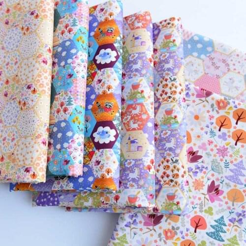 20S Digital Printing Pastoral Small Patchwork Unicorn Animals Flower 100% Cotton Fabric For DIY Handwork Craft Quilt Bag Decor