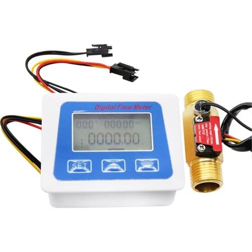 Taidacent Low Power Consumption Digital Display Electronic Water Meter Digital Flow Meter Battery Powered Flow Rate Meter