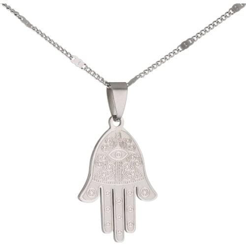 Egyptian Eye of Good Luck Fatima Hamsa Hand Pendant Necklace Hand Palm Jewelry