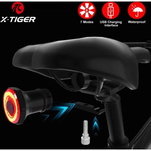 X-TIGER Bicycle Smart Auto Brake Sensing Light Bicycle Light USB Charging IPx6 Waterproof Cycling Taillight Bike Rear Light