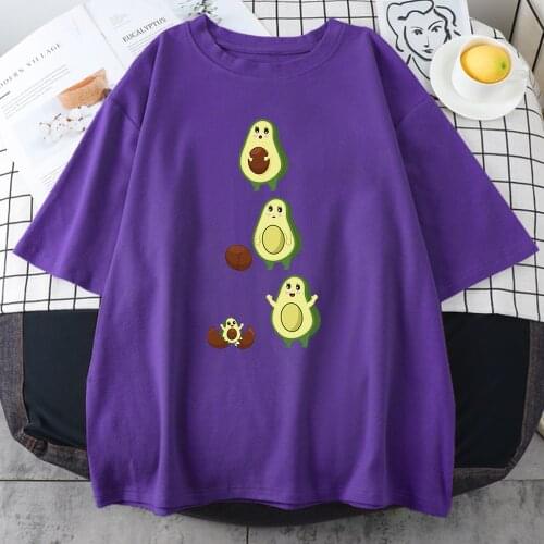 Pregnant Avocado Cute Comic Printed T-Shirt For Girls Harajuku Loose Tee Shirt Hip Hop Gothic T Shirt 2021 Summer Woman T-Shirts