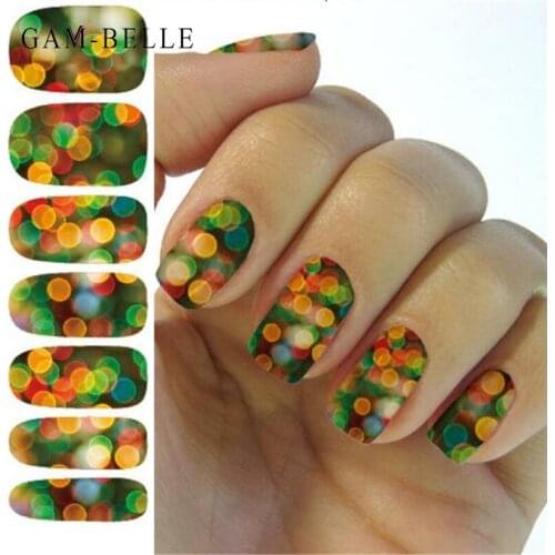 GAM-BELLE 1 Sheet Blurry Light Nail Art Sticker Fashion Full Cover Nail Wraps Water Transfer Decals Nail Art Decoration Tools