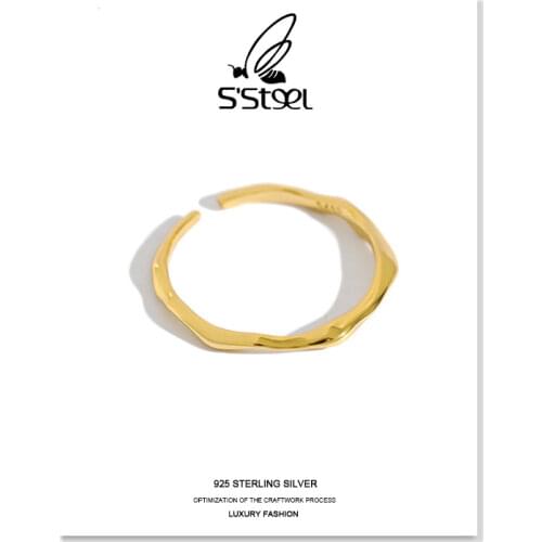 Irregular 925 Sterling Silver Korea Rings Female Resizable Handmade Open Ringen Bijoux Argent 925 Massif Pour Femme Fine Jewelry