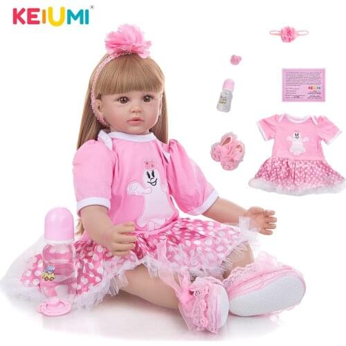 KEIUMI 24 Inch Cute Princess Reborn Baby Doll Cloth Body Bebe Dolls Born Toy For Kids DIY Pillow Playmates Birthday Gifts
