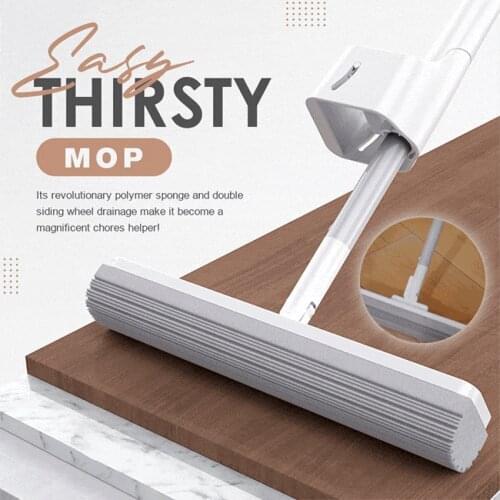 Easy Thirsty Mop Hand-free Magic PVA Sponge Mop 360 Degree Flat Dust Wet for Home Kitchen Wood Ceramic Tiles Floor Cleaning