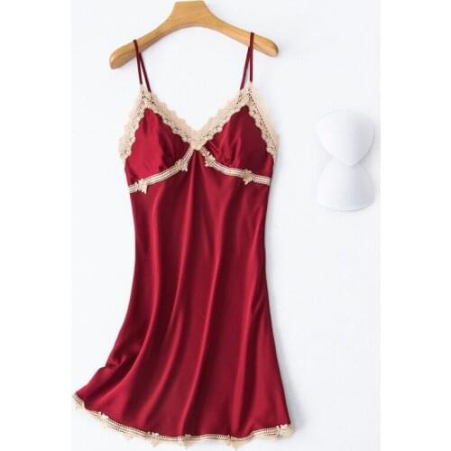 Summer New Nightgown Sexy Satin Lace Sleepwear Sleeveless Strap Mini Gown Bride Wedding Dress Loose Thin Simplicity Nightshirt