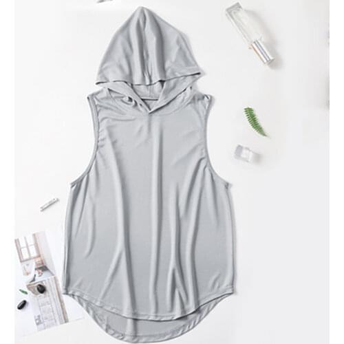 Mens Hooded Sleeveless Vest Quick-drying Breathable Mens Gym Training Vest Mens 2021 Fashion New Sports Vest