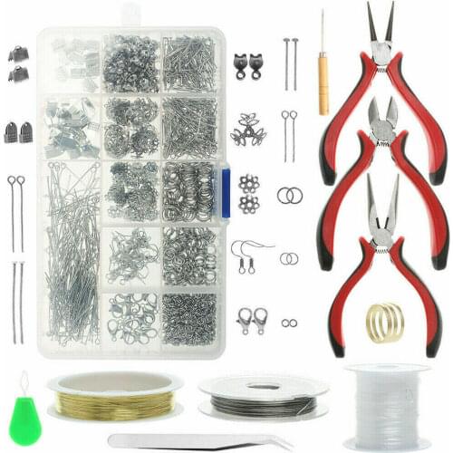 Jewelry Making Supplies Kit 1000Pcs Earring Hook Buckle Lobster Clasp Open Jump Rings Torus Alloy Accessories Set Tools for DIY