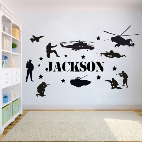 Soldiers War Helicopters wall stickers for Kids wall decor Military Wall decals Nursery Bedroom Boy Teenager Room decor HY742