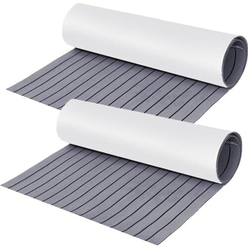 2x EVA Faux Teak Decking Sheet Non-Slip Flooring Mat for Fishing Boat Yacht Marine RV, Self-Adhesion, 240 x 60cm/94x23 inch