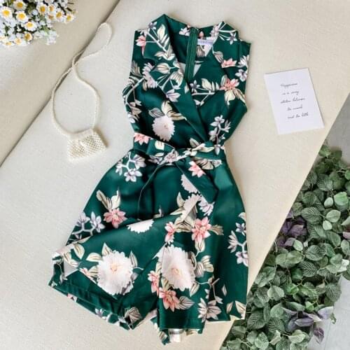 2019 New Summer Fashion Rompers Womens Jumpsuit Sleeveless Printed Slim Casaul Bodysuit Ladies Beach Holiday Jumpsuit Short