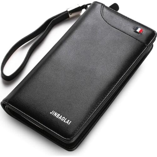 New luxury wallet male genuine Leather Luxury Brand Men Zipper Wallets Long Men Purse Clutch Business Wallet Protect Credit Card