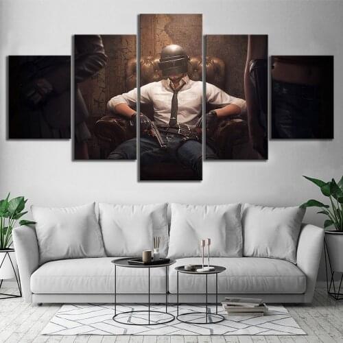 5 Piece Pubg Playerunknowns Battlegrounds Game Poster Artwork Wall Painting on Canvas for Home Decor