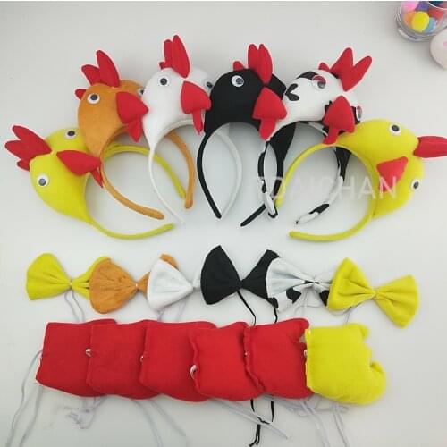Child Kids Adult Chicken Chick Headband Tail Tie Animal Cosplay Props Birthday Gift Party costume Carnival Halloween Christmas