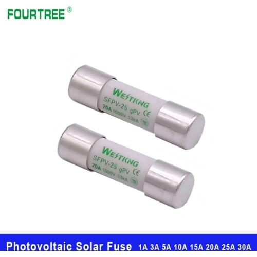 10Pcs PV Solar Fuse 1000V DC 10*38mm 1A 3A 5A 10A 15A 20A 25A 30A For Photovoltaic Power System Protection Pure Silver Melt