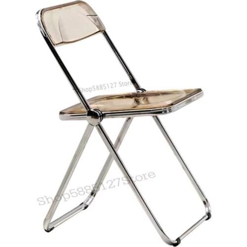 Transparent Folding Chair Simple Ins Net Red Acrylic Chair Crystal Home Backrest Dining Chair Photo Makeup Dressing Chair