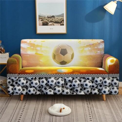 Football 3D Colorful Sofa Covers Stretch Slipcovers Sectional Elastic Stretch for Living Room Couch Cover L shape 1/2/3/4 Seater