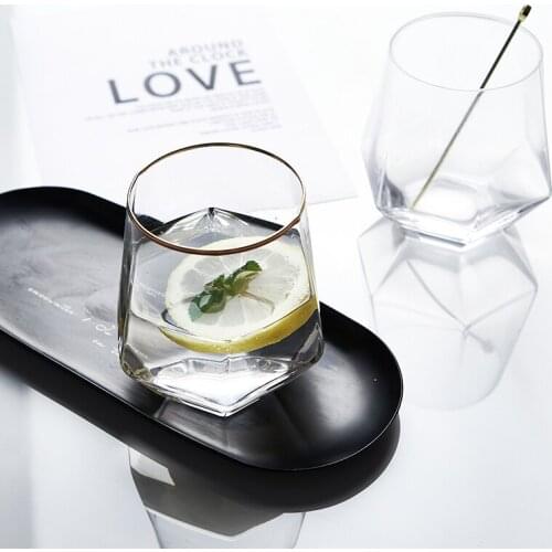 Ins Nordic creative diamond cup water cup juice cold drink milk coffee brandy whisky glass champagne cocktail beer cup 6 sets