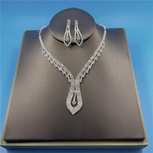 Bridal Jewelry Necklace Crystal Necklace Earring Set Luxury Wedding Accessories Handmade Pendant Banquet Jewelry Wholesale