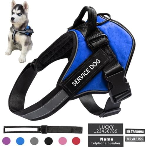 Personalized Dog Harness Reflective Breathable Adjustable Vest ID Customized For Puppy NO PULL Pet Outdoor Walking Accessories