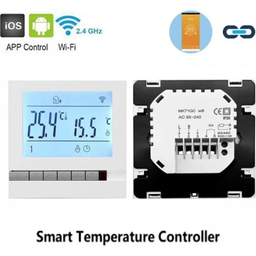 WiFi Smart Temperature Controller LCD Programmable Thermostat Temperature Controller Smart Home Work With Alexa Voice Control