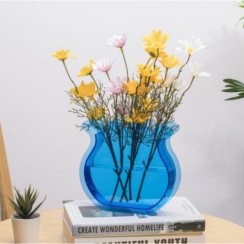 Vase Home Decor Nordic Home Decoration Room Decoration Plant Hydroponic Container Desktop Creative Color Acrylic Art Vases