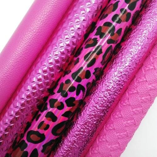 Twinkling Twinkling Rose Faux Leather Leopard Plaids Weave Synthetic Vinyl Faux Fabric Felt Backing Fabric Vinyl 21X29CM KM562